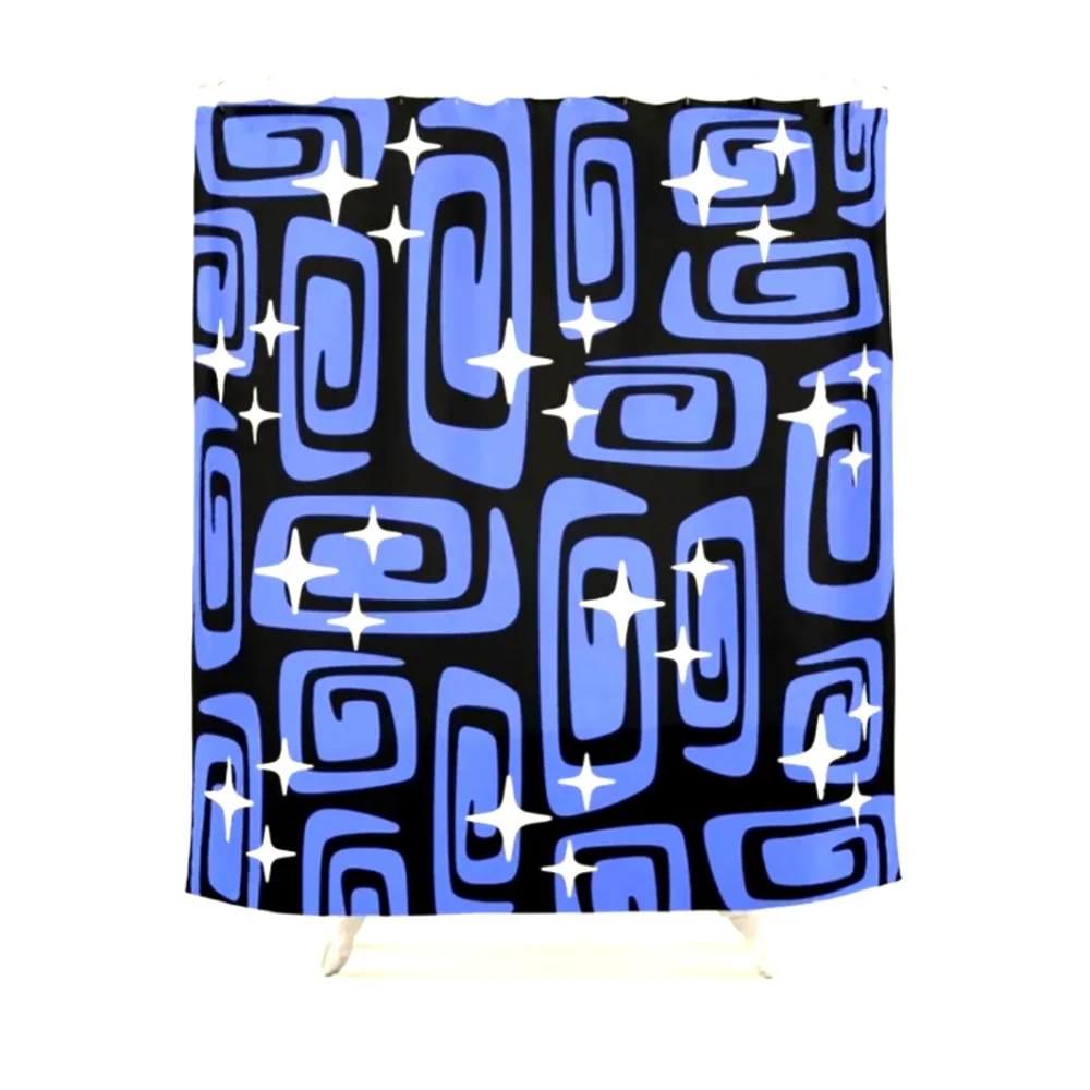 NWOT Mid Century Modern Cosmic Galaxies Stars Full Shower Curtain